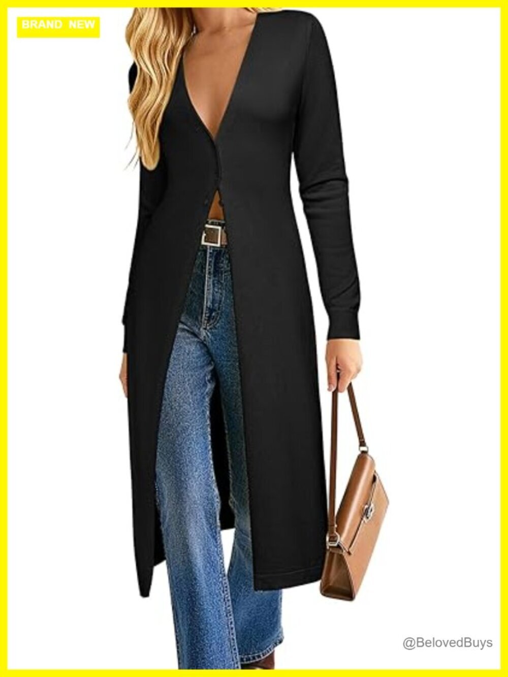 Long Lightweight Knit Duster Cardigan Coat Maxi Dress Button Up